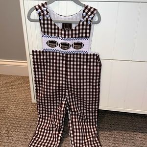 Football 🏈 smocked romper. Size 2 T. Worn once 🤎